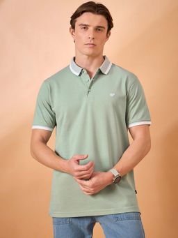 Club York - Men Green Solid Regular Fit Polo T-Shirt