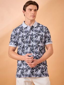 Club York - Men Lavender Print Regular Fit Polo T-Shirt