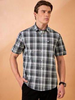 Club York - Men Grey Check Slim Fit Shirt