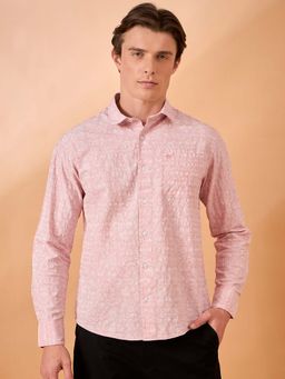 Club York - Men Pink Print Slim Fit Shirt