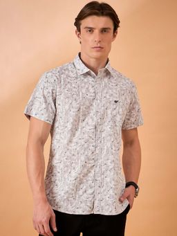 Club York - Men Grey Print Slim Fit Shirt