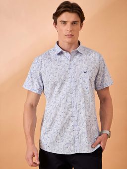 Club York - Men Light Purple Print Slim Fit Shirt