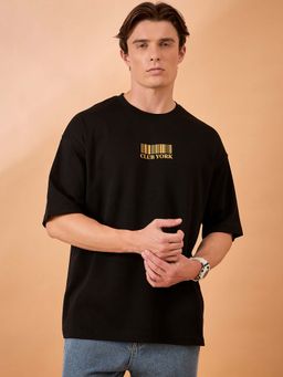 Club York - Men Black Print Oversized T-Shirt