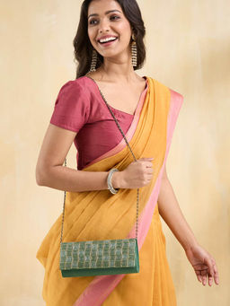 Fabindia - Green Silk Blend Clutch (L)