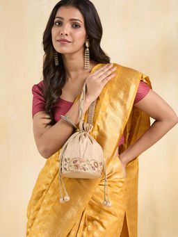 Fabindia - Beige Silk Blend Potli Bag