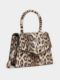 Styli - Women Leopard Print Flap Closure Sling Bag
