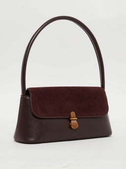 Styli - Women Velvet Textured Shoulder Bag