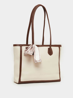 Styli - Women Color Block Trim Detail with Scarf Shoulder Bag