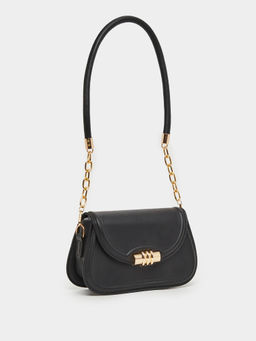 Styli - Women Golden Buckle Trim Chain Handle Shoulder Bag