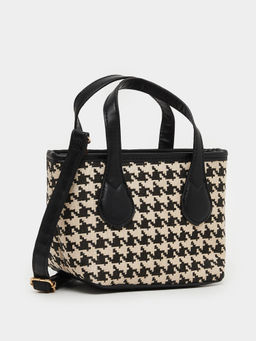 Styli - Women Houndstooth Textured Check Handbag