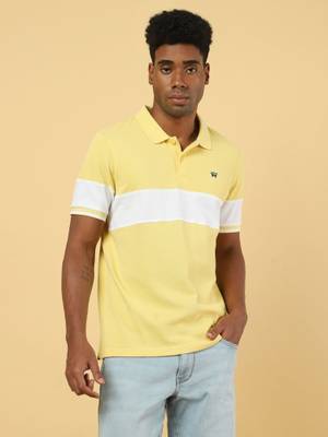 Buy Wrangler Mens Colorblock Yellow Polo T- Shirt Online