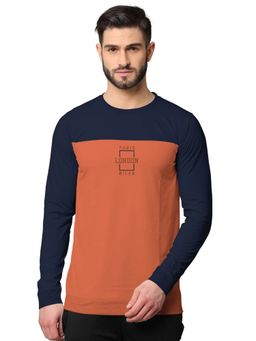 BULLMER - Colorblock Full Sleeve Sweatshirts For Men Navy Blue And Orange