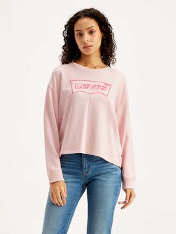 Levi's - Womens Brand Logo Light-Pink Crew Neck Sweatshirt