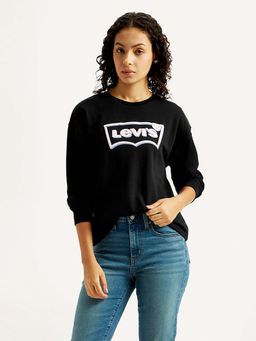 Levi's - Womens Brand Logo Crew Neck Sweatshirt - Black