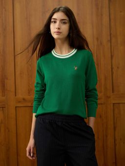 U.S. POLO ASSN. - Relaxed Fit Solid Sweater - Green