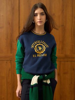 U.S. POLO ASSN. - Brand Printed Loose Fit Sweatshirt - Navy Blue
