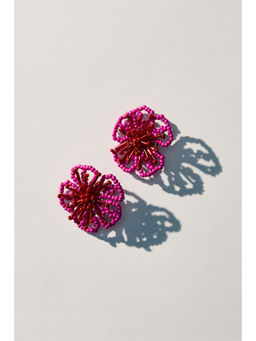 H&M - Women Pink Flower-Shaped Beaded Earrings