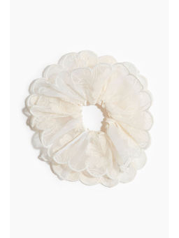 H&M - Women White Embroidered Scrunchie