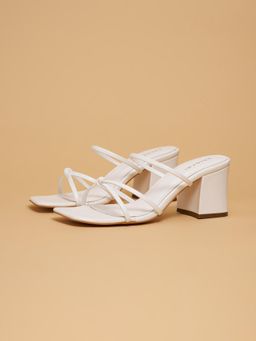 ERIDANI - Vivica Wide Strappy White Heels
