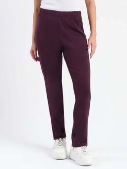 Madame - Dark Purple Cotton Blend Pant