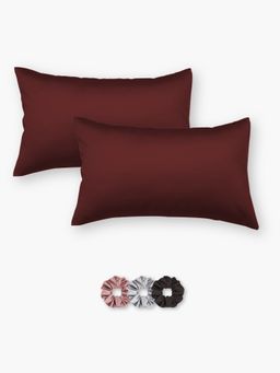 SEEVO - Rust Satin Pillow Covers - 17 x 27 Inches (Set of 2) (Free Size)