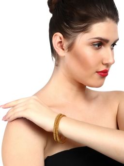 Adwitiya - Women 24 Ct Copper Gold Plated Handcrafted Bangle (2.8)