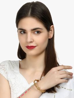 Adwitiya - Women 24K Gold Plated Embellished Designer Kada