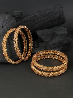 Adwitiya - Women 24K Gold Plated Embellished Designer Bangles