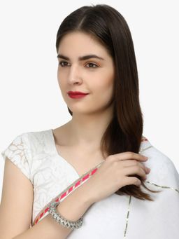 Adwitiya - Women 24K Silver Plated Embellished Designer Kada