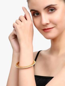 Adwitiya - Women 24 Ct Copper Gold Plated Handcrafted Stone Studded Bangles