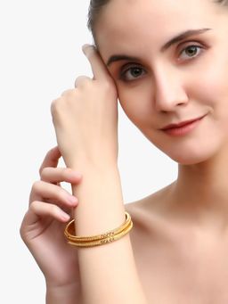 Adwitiya - Women 24 Ct Copper Gold Plated Handcrafted Stone Studded Bangle