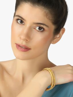 Adwitiya - Women 24 Ct Gold Plated Beautiful Handcrafted Stone Studded Bangles