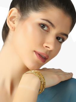Adwitiya - Women 24 Ct Gold Plated Beautiful Handcrafted Stone Studded Bangles