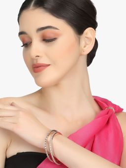 Adwitiya - Women 24 Ct Gold Plated Handcrafted Cz Stone Studded Bangle