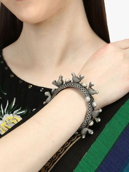 Adwitiya - Women Oxidised Bird Silver Plated Handcrafted Kada