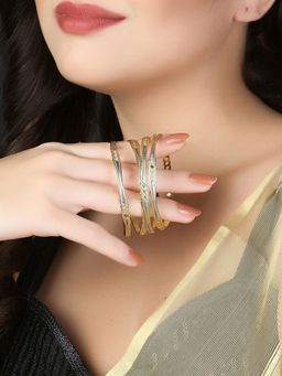 Adwitiya - Women Gold Plated Traditional Self Design Bangles