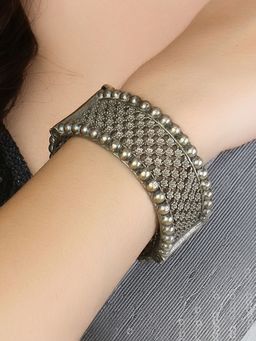 Adwitiya - Oxidised Silver Plated Oxidized Kada for Women