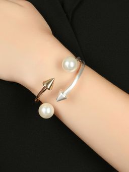 Adwitiya - Women Gold Plated Pearl Studded Openable Bracelet