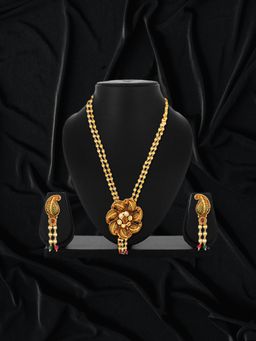 Adwitiya - 24 Ct Gold Plated Flower Handcrafted Jewellery Set