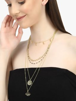 Adwitiya - Women Gold Plated Five Layered Evil Eye Chain