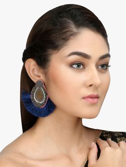 Adwitiya - Blue Teardrop Shaped Drop Earrings