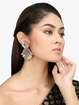 Adwitiya - Women Gold & Multicoloured Contemporary Drop Earrings