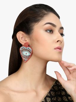 Adwitiya - Red Blue Contemporary Drop Earrings