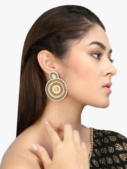 Adwitiya - Women Gold Toned Circular Drop Earrings