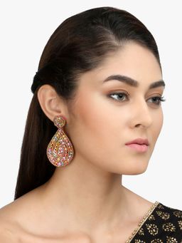 Adwitiya - Gold Toned Multi Teardrop Earrings