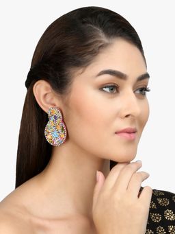 Adwitiya - Gold & Multicoloured Contemporary Drop Earrings