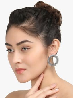 Adwitiya - Women Silver Plated Oxidised Circular Studs