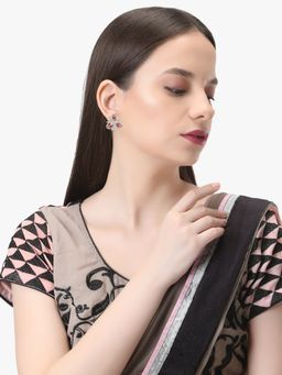 Adwitiya - 24 Ct Gold Plated Women Pink Cz Studded Flower Studs