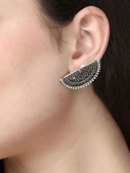 Adwitiya - Women Silver Plated Classic Half Moon Earing