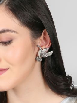 Adwitiya - Silver Plated Bird Shape Handcrafted Studs
